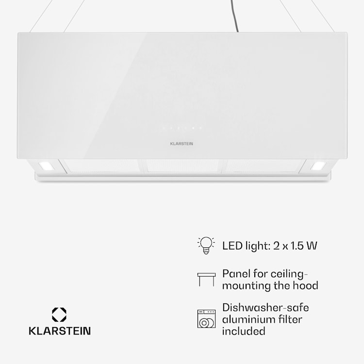Kronleuchter XL Hotte îlot aspirante 90cm 590m³/h LED  classe A Blanc Blanc