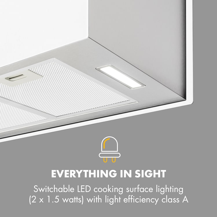 Kronleuchter XL, ostrovčekový odsávač pár, 90 cm, cirkulácia, 590m³/h, LED, dotykový displej, biely Biela