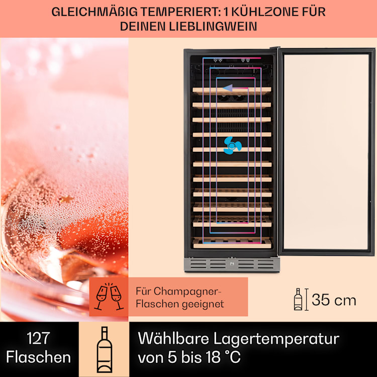 Vinovilla Grande 127 Built-in Uno Weinkühlschrank 320 Ltr 127 Fl. LED 320 Liter | 1 Kühlzone