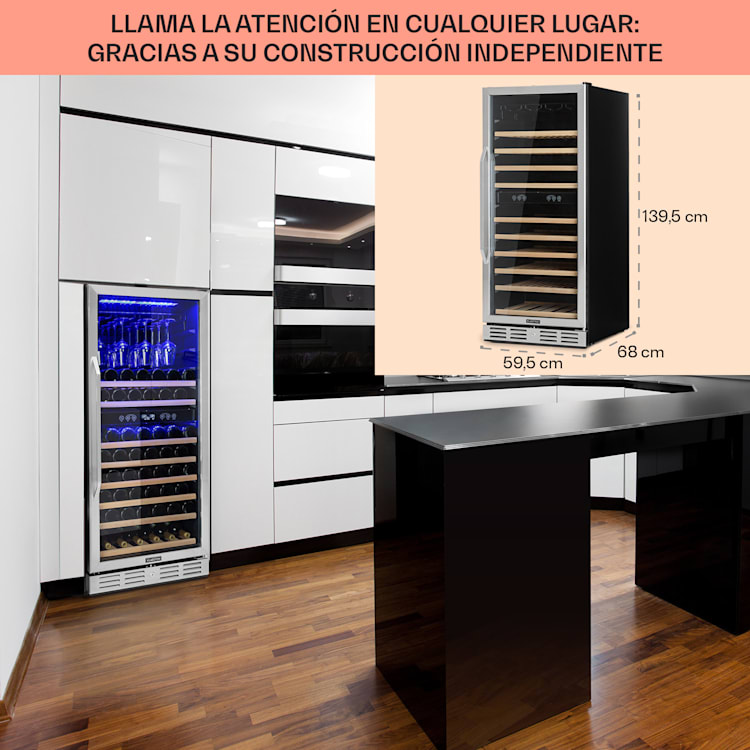 Vinovilla Grande 116 Built-in Duo Frigorífico espacioso para vino 310 L 116 botellas LED 310 litros | 2 zonas de refrigeración