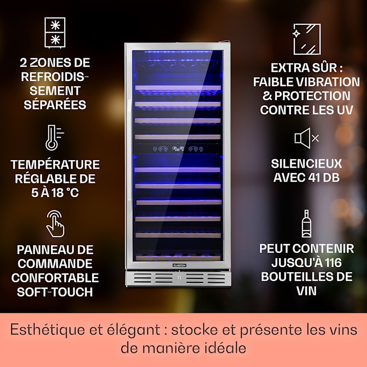 Vinovilla Grande 116 Built-in Duo grote ruime wijnkoelkast 310 liter 116 flessen Led 310 liter | 2 koelzones