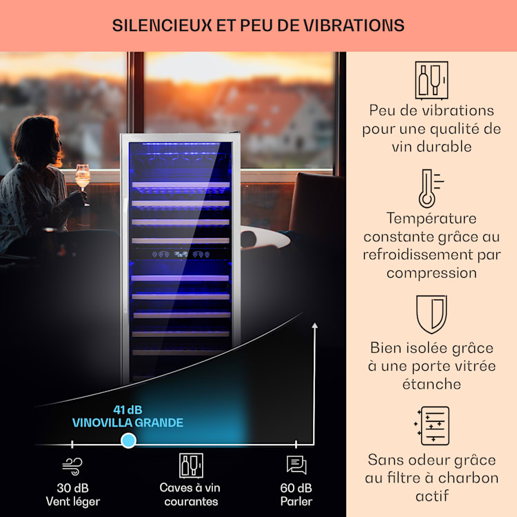 Vinovilla Grande 116 Built-in Duo grote ruime wijnkoelkast 310 liter 116 flessen Led 310 liter | 2 koelzones