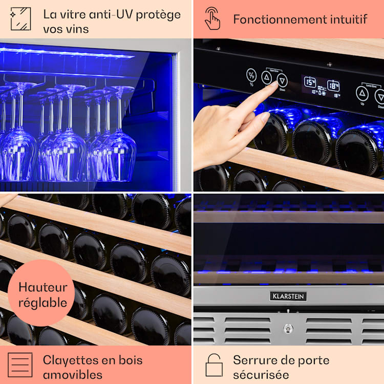 Vinovilla Grande 116 Built-in Duo grote ruime wijnkoelkast 310 liter 116 flessen Led 310 liter | 2 koelzones