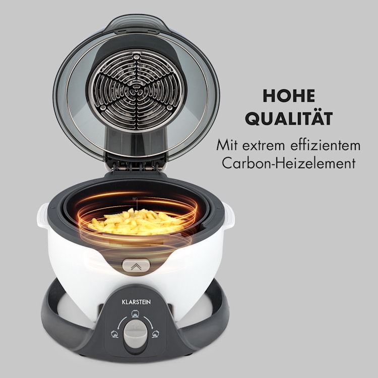 VitAir Pommesmaster Heißluftfritteuse 360° 1400W 50-240°C Timer Weiß