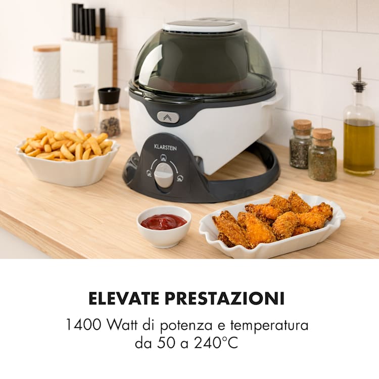 VitAir Pommesmaster friggitrice ad aria calda 360° 1400W 50-240°C timer Bianco