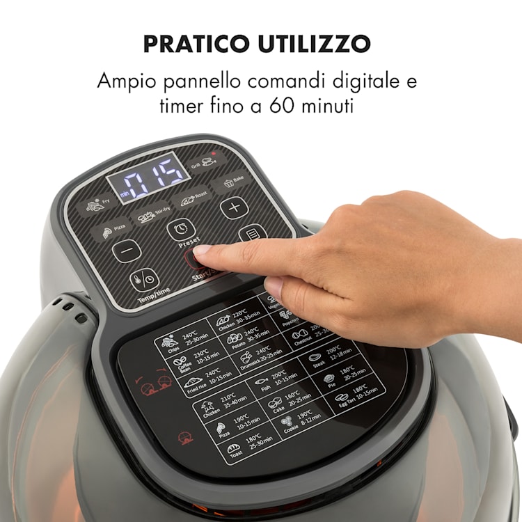 VitAir Pommesmaster friggitrice ad aria calda 360° 1400W 50-240°C timer Nero