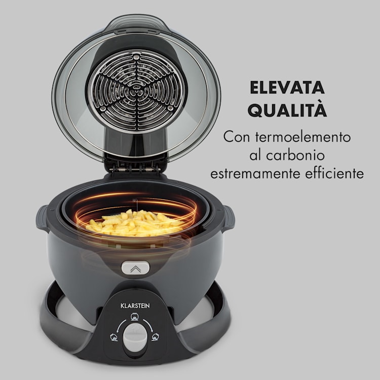 VitAir Pommesmaster friggitrice ad aria calda 360° 1400W 50-240°C timer Nero