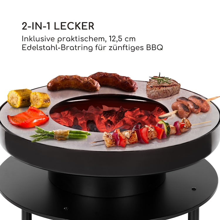 Wood Stock 2-in-1-Feuerschale BBQ-Grill Ø56cm Edelstahl schwarz