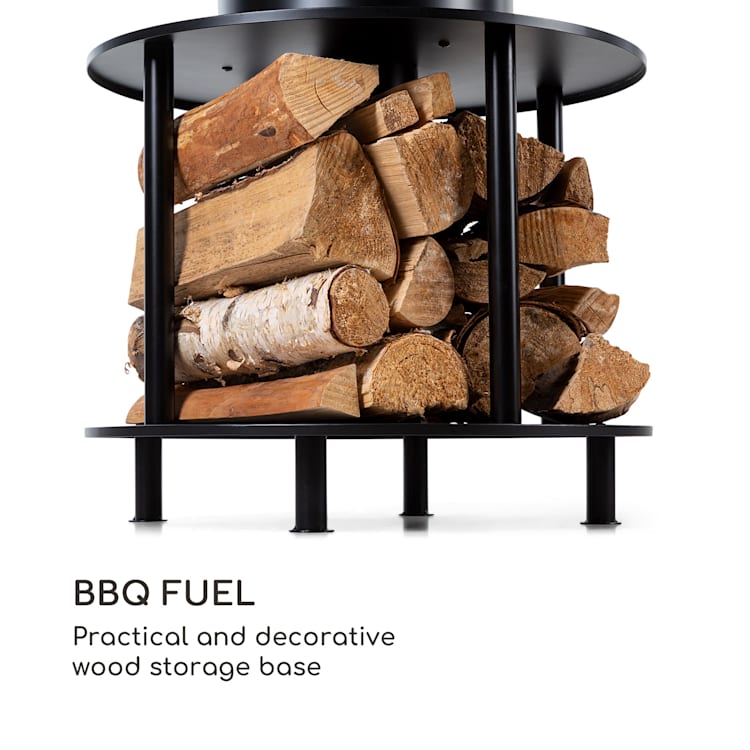 Wood Stock 2-in-1 Braséro Ø56cm & grill barbecue acier noir