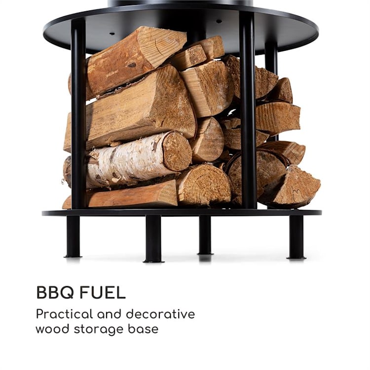 Wood Stock braciere 2 in 1 BBQ Grill Ø56cm acciaio inox nero