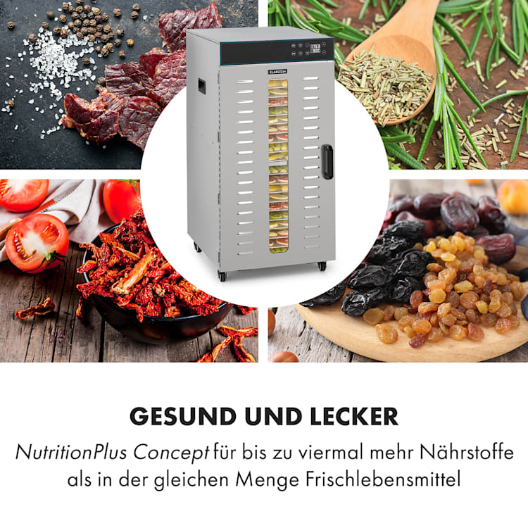 Master Jerky 300 Dörrautomat 2000W 40-90 °C 24h-Timer Edelstahl silber 20 Etagen