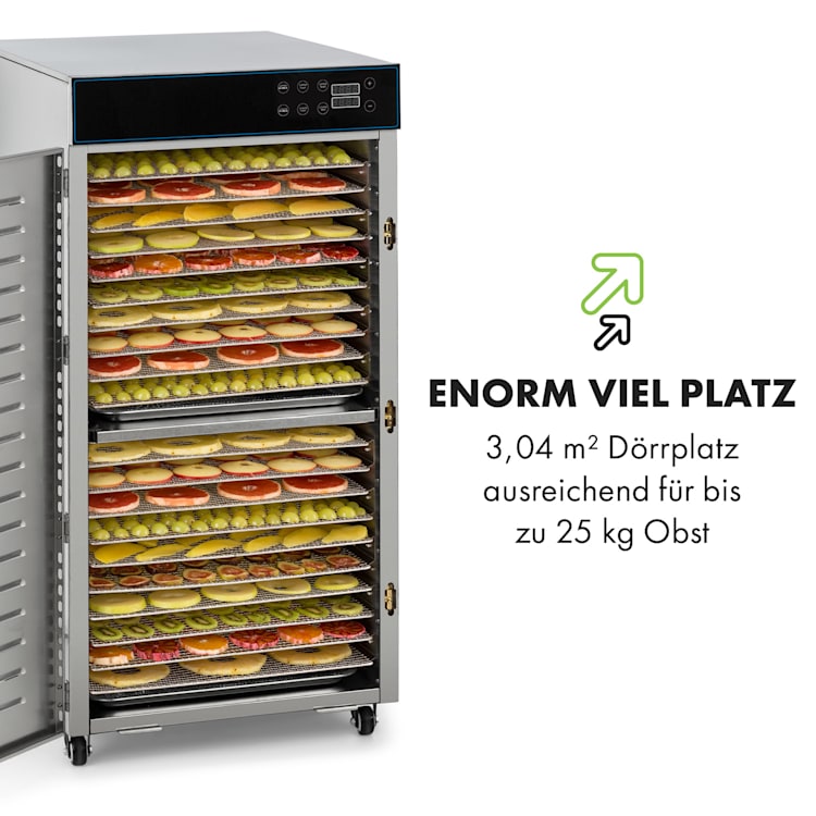 Master Jerky 300 Dörrautomat 2000W 40-90 °C 24h-Timer Edelstahl silber 20 Etagen