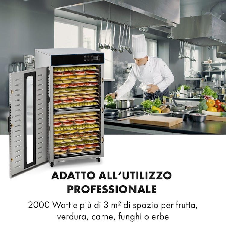 Master Jerky 300 essiccatore 2000W 40-90 °C timer 24 ore acciaio inox argento 20 scomparti