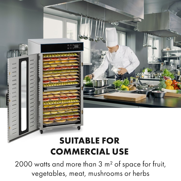 Master Jerky 300 Dörrautomat 2000W 40-90 °C 24h-Timer Edelstahl silber 20 Etagen