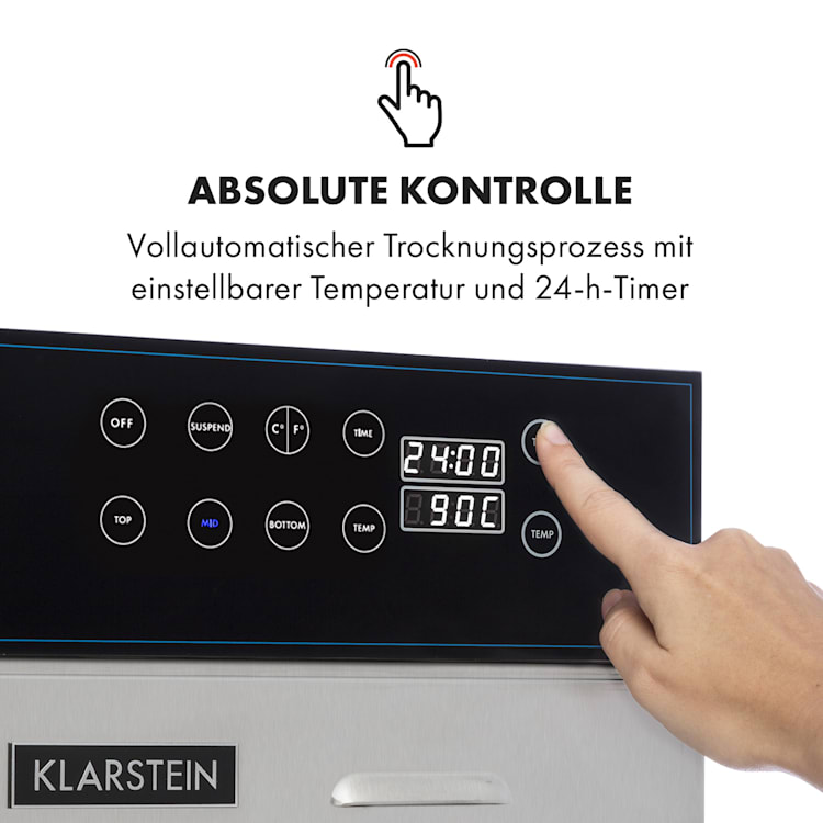 Master Jerky 550 Dörrautomat 2400W 40-90 °C 24h-Timer Edelstahl silber 36 Etagen
