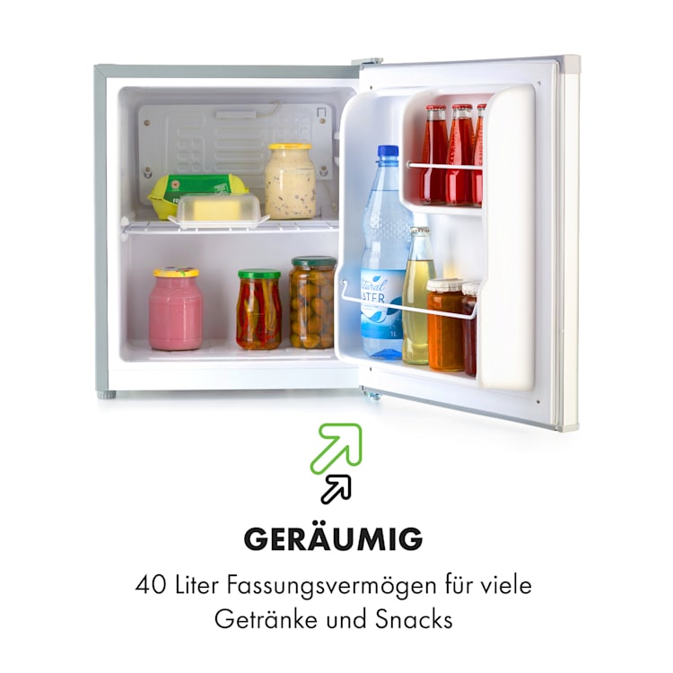 Scooby Minikühlschrank 40 Liter Kompressor 39 dB kompakt Silber