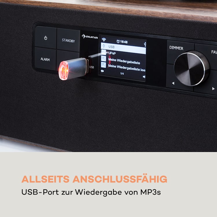 Connect Vinyl Cube Plattenspieler 40W max. Internet/DAB+/UKW USB braun
