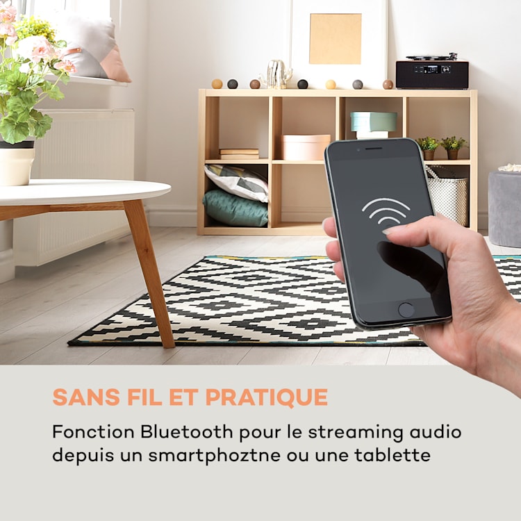 Connect Vinyl Cube Platine vinyle avec radio internet DAB + FM USB - Marron