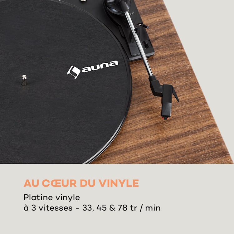 Connect Vinyl Cube Platine vinyle avec radio internet DAB + FM USB - Marron