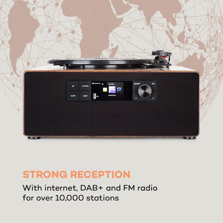Connect Vinyl Cube, gramofón, 40 W max., internet/DAB+/FM, USB, hnedý