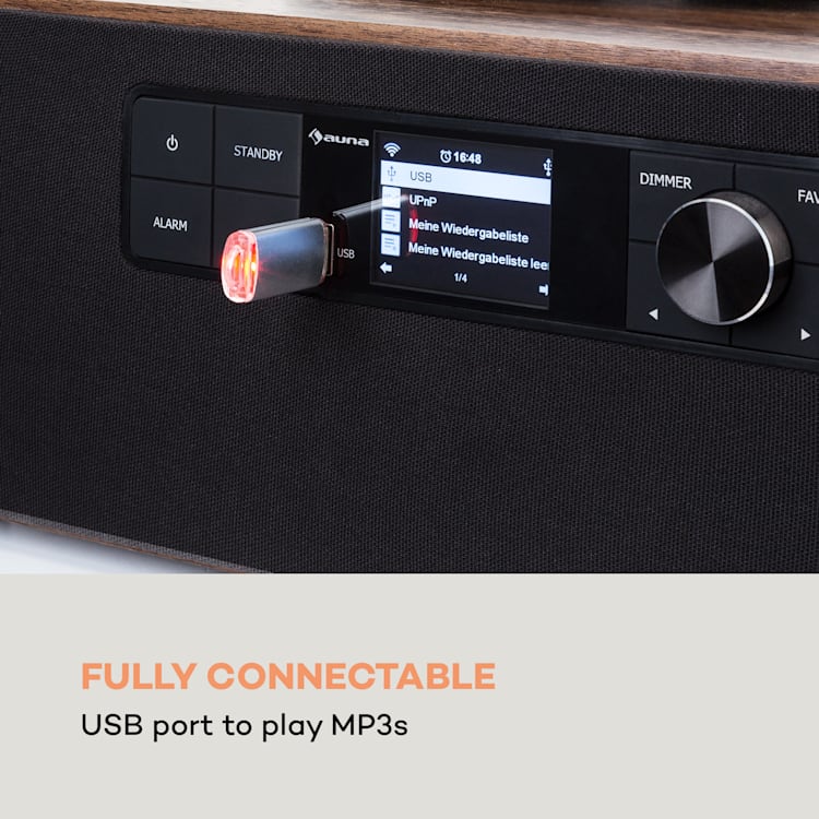 Connect Vinyl Cube, gramofón, 40 W max., internet/DAB+/FM, USB, hnedý