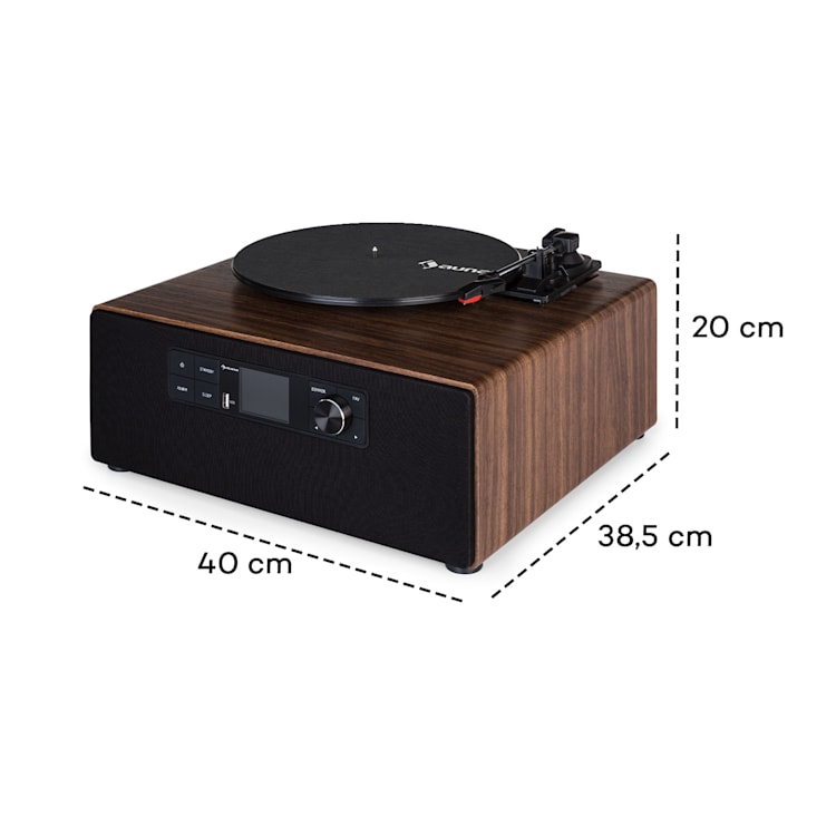 Connect Vinyl Cube Platine vinyle avec radio internet DAB + FM USB - Marron