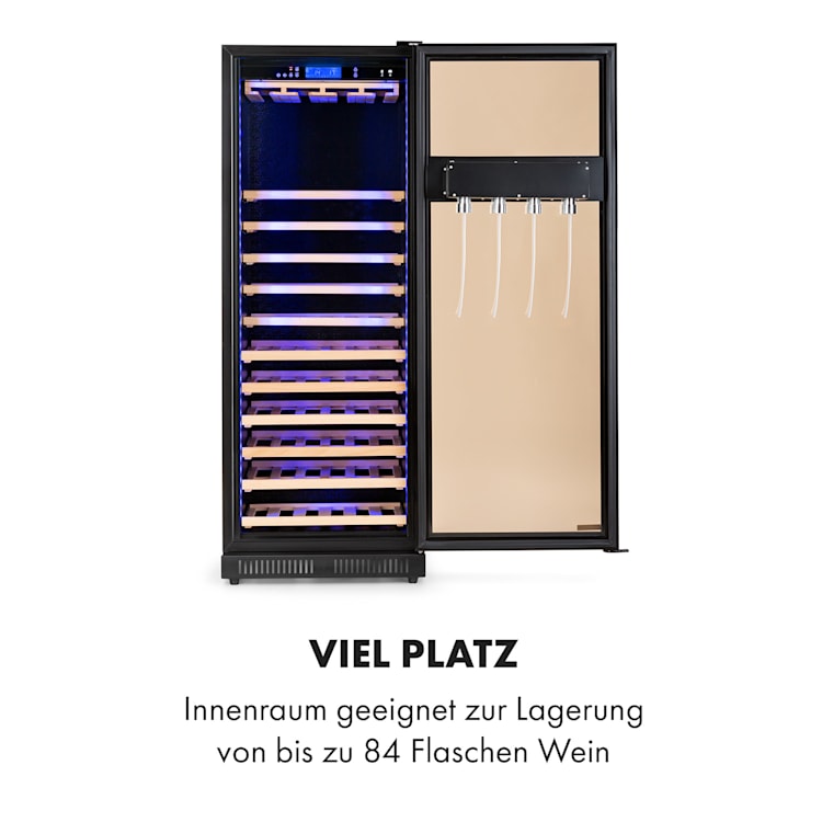 First Class 84 Weinkühlschrank 4 Dispenser 84 Fl. 5-22°C Touch Glastür 84 Flaschen