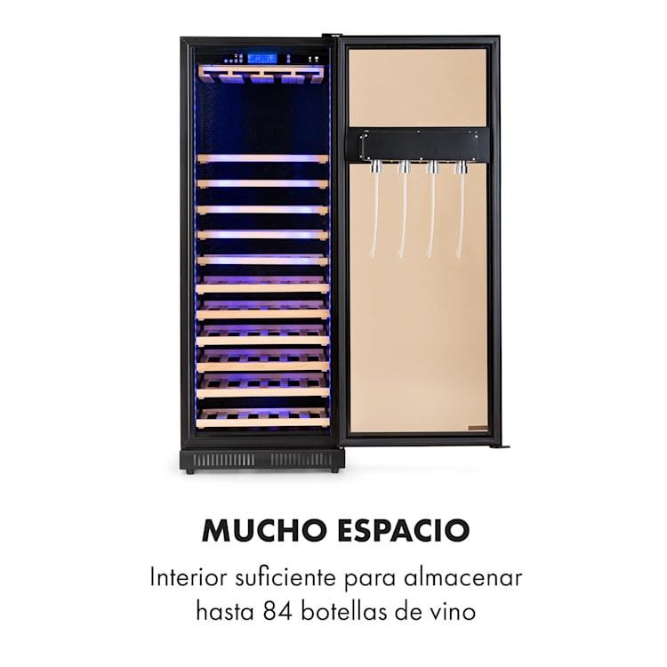 First Class 84 Vinoteca con 4 dispensadores para 84 botellas 5-22 °C Negra 84 botellas