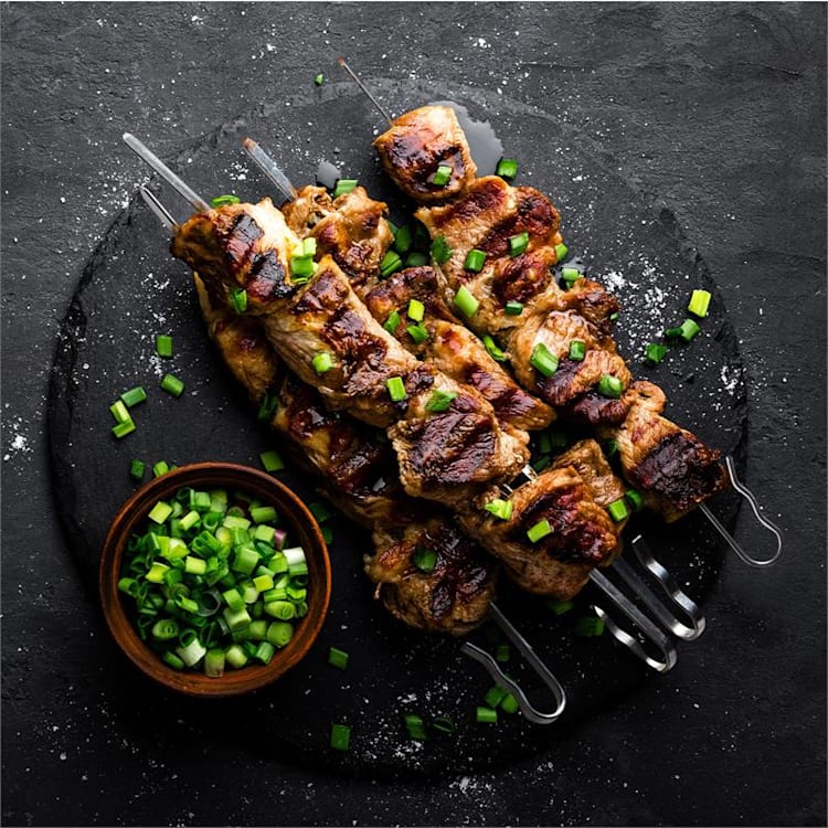AeroVital Fry Kebab-Set | Zubehör | Edelstahl | 8 Spieße | silber