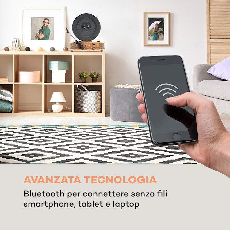 Verticalo SE Giradischi Rétro USB BT Line-Out legno Con bluetooth
