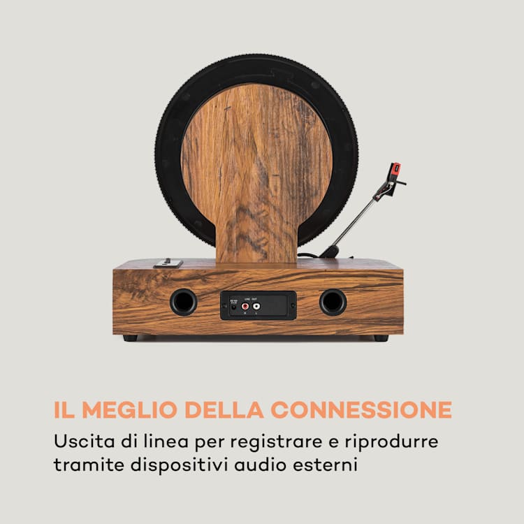 Verticalo SE Giradischi Rétro USB BT Line-Out legno Con bluetooth
