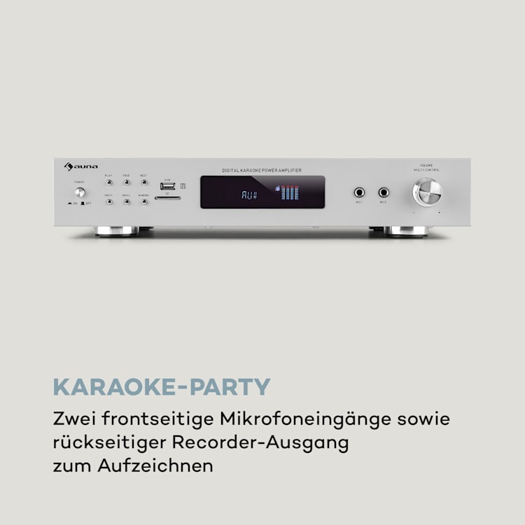 AMP-9200 BT Digital-Stereo-Verstärker 2x60W RMS BT 2xMikro silber Silber