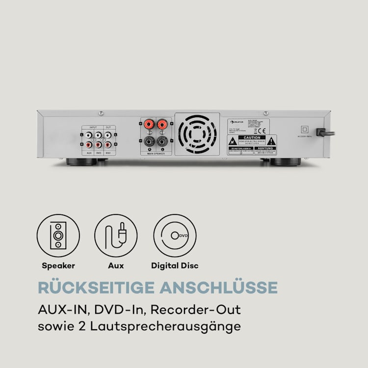 AMP-9200 BT Digital-Stereo-Verstärker 2x60W RMS BT 2xMikro silber Silber
