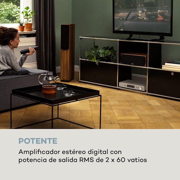 AMP-9200 BT Amplificador estéreo digital 2x60W RMS BT 2xmicro color plateado Plata