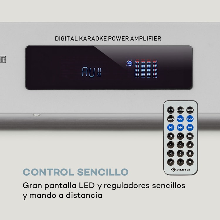 AMP-9200 BT Amplificador estéreo digital 2x60W RMS BT 2xmicro color plateado Plata