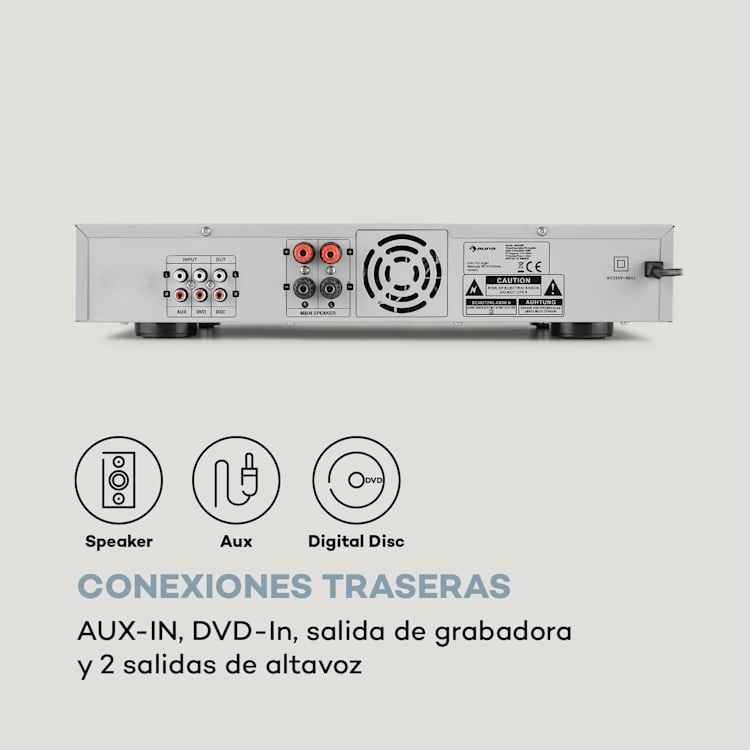 AMP-9200 BT Amplificador estéreo digital 2x60W RMS BT 2xmicro color plateado Plata