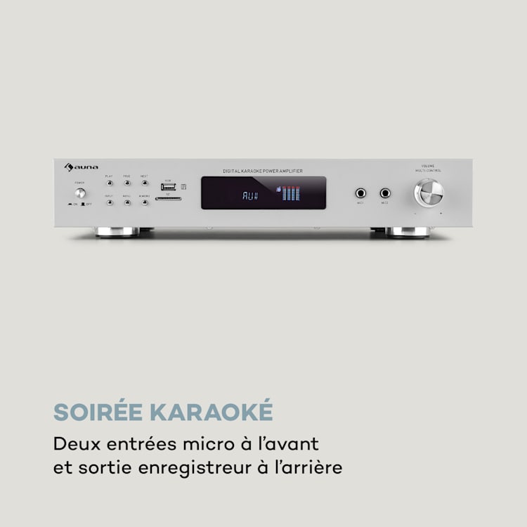 AMP-9200 BT digitale stereo-versterker 2x60W RMS BT 2xmicro zilver Zilver