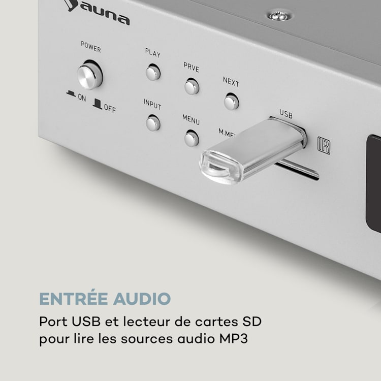 AMP-9200 BT digitale stereo-versterker 2x60W RMS BT 2xmicro zilver Zilver