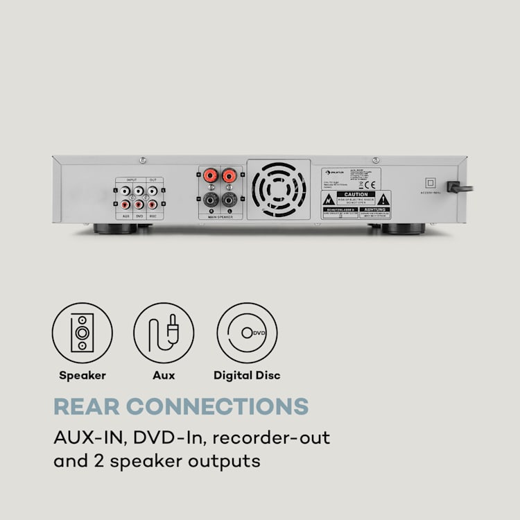 AMP-9200 BT Amplificador Digital Estéreo 2x60W RMS BT 2x Microfones Prata Prateado