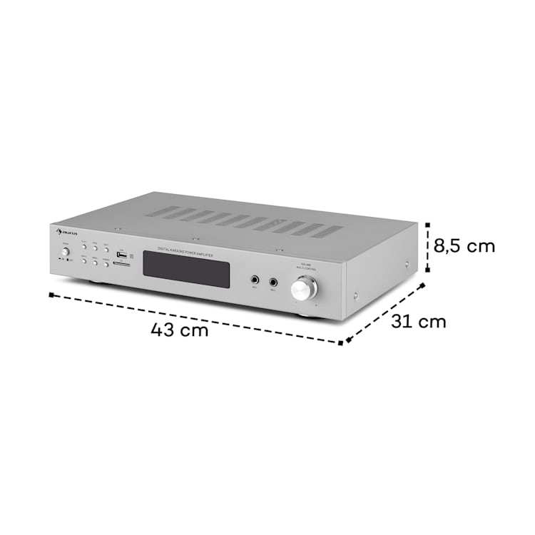 AMP-9200 BT Digital-Stereo-Verstärker 2x60W RMS BT 2xMikro silber Silber