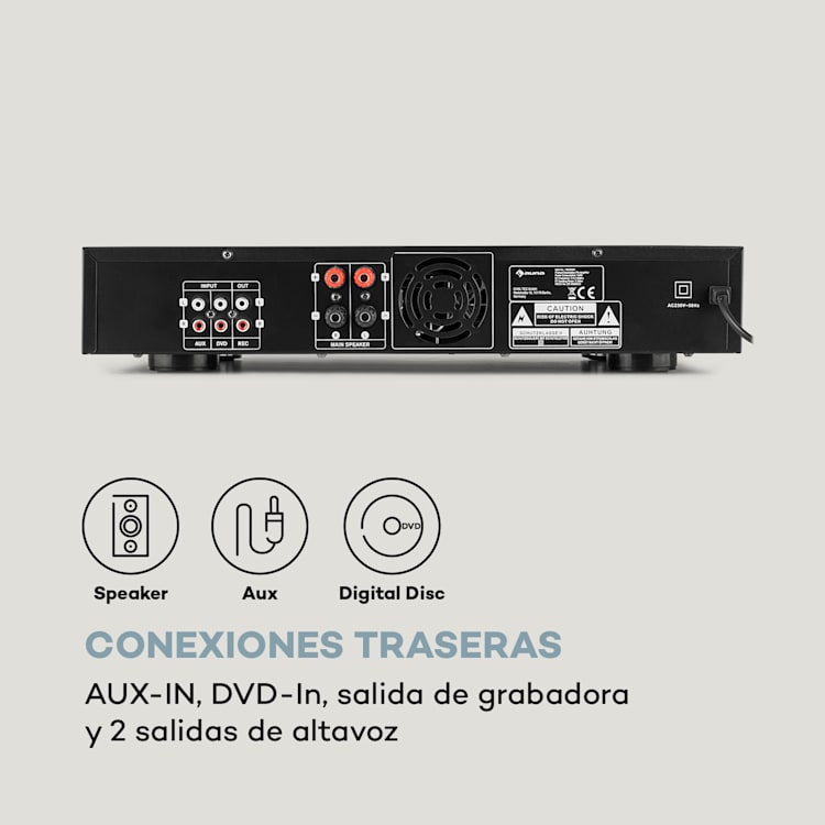 AMP-9200 BT Amplificador estéreo digital 2x60W RMS BT 2xmicro color negro Negro