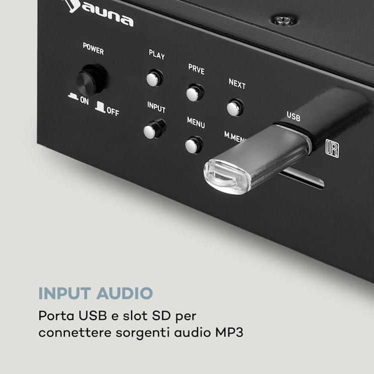 AMP-9200 BT Amplificatore Digitale Stereo 2x60W RMS BT 2xMicrofoni nero Nero