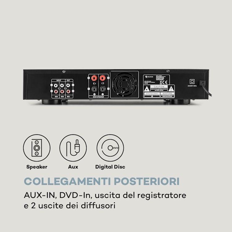 AMP-9200 BT Amplificatore Digitale Stereo 2x60W RMS BT 2xMicrofoni nero Nero