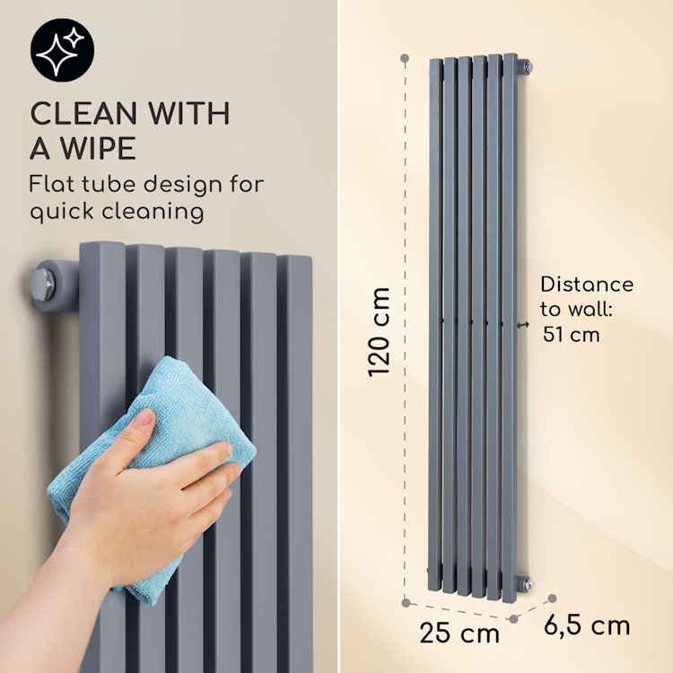Delgado 120 x 25, radiator, 508 W, apă caldă, 1/2 ", 4 - 10 m², gri 120 x 25 cm
