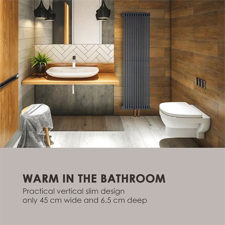 Delgado 160 x 45 Heizkörper 822W Warmwasser 1/2" 8-20m² grau 160 x 45 cm