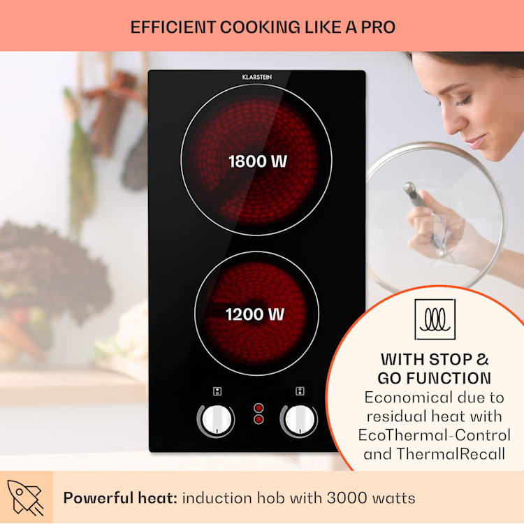 EasyCook Domino keramische kookplaat 3000W draaiknoppen zwart 2