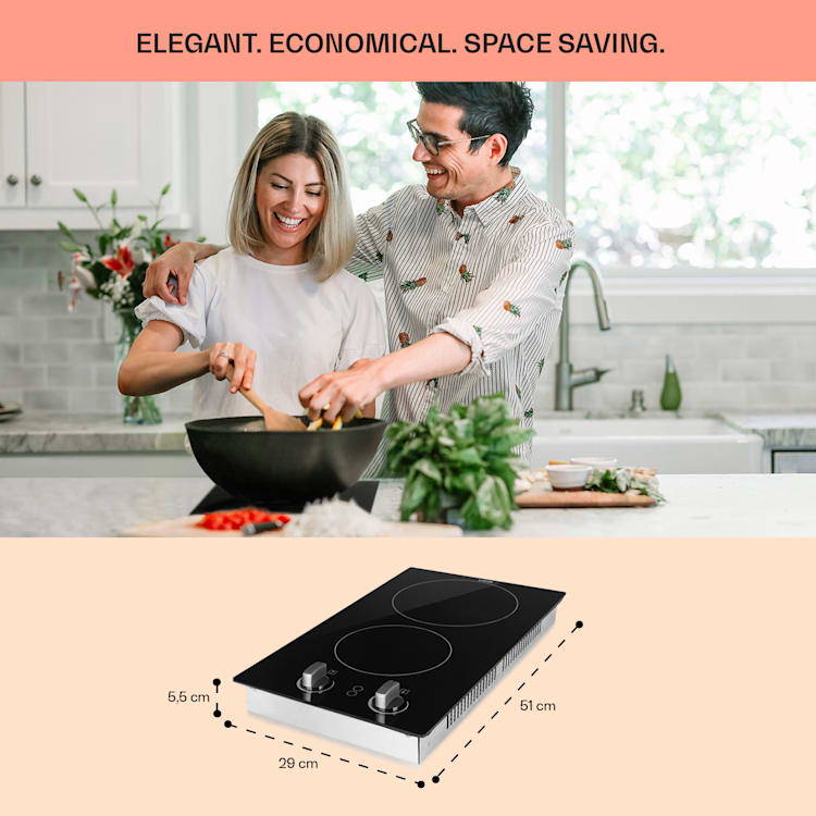 EasyCook Domino keramische kookplaat 3000W draaiknoppen zwart 2