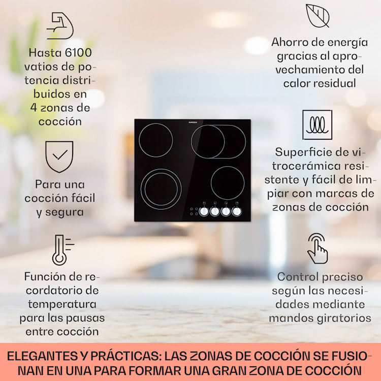 EasyCook Placa cerámica de cocción 6100W regulador giratorio negro 4