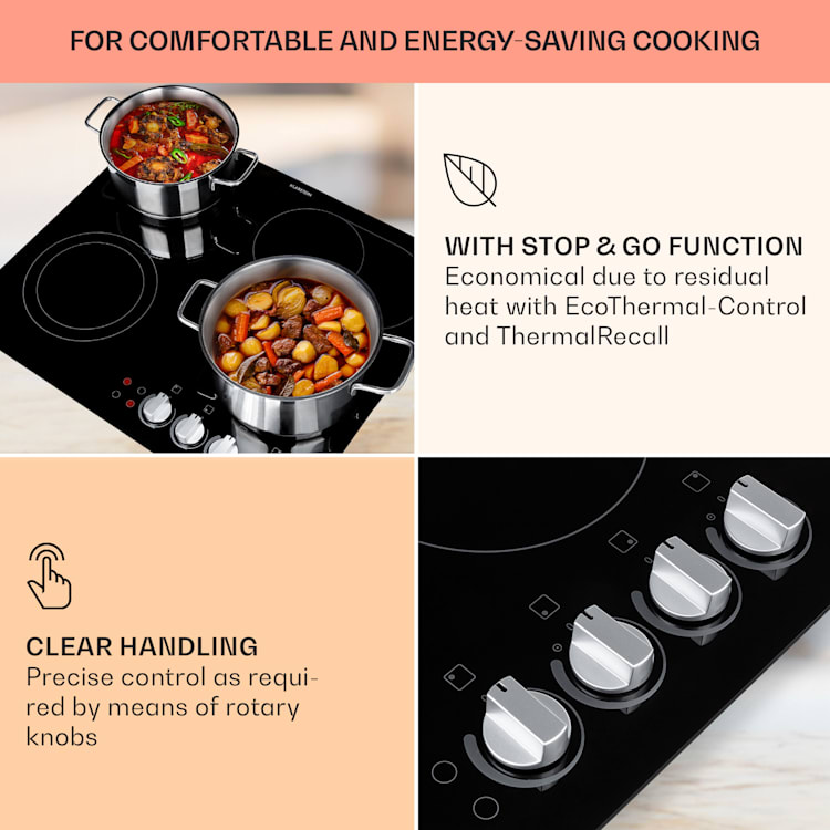 EasyCook Placa Cerâmica 6100W Regulador Giratório Preto 4