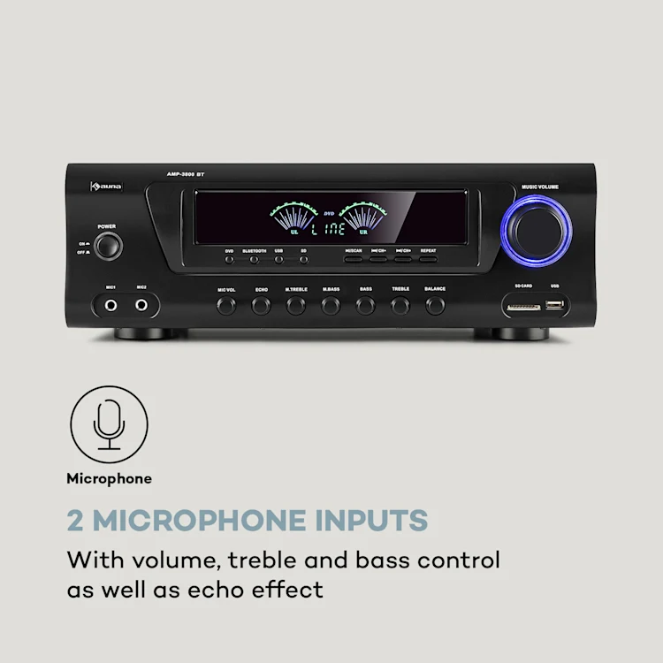 AMP 3800 BT 5.0 HiFi amplifier 2x120 W + 3x50 W RMS BT